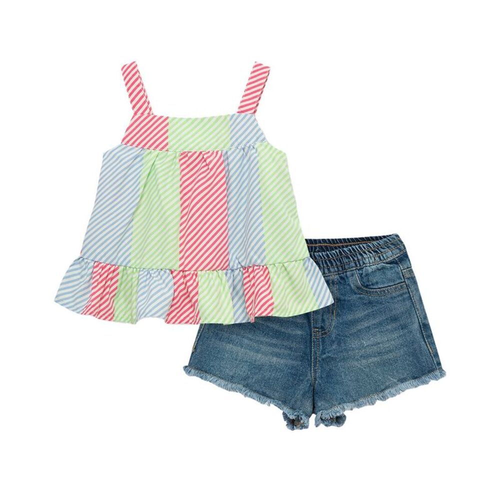 Habitual Girls  Stripe Top & Short Set, White